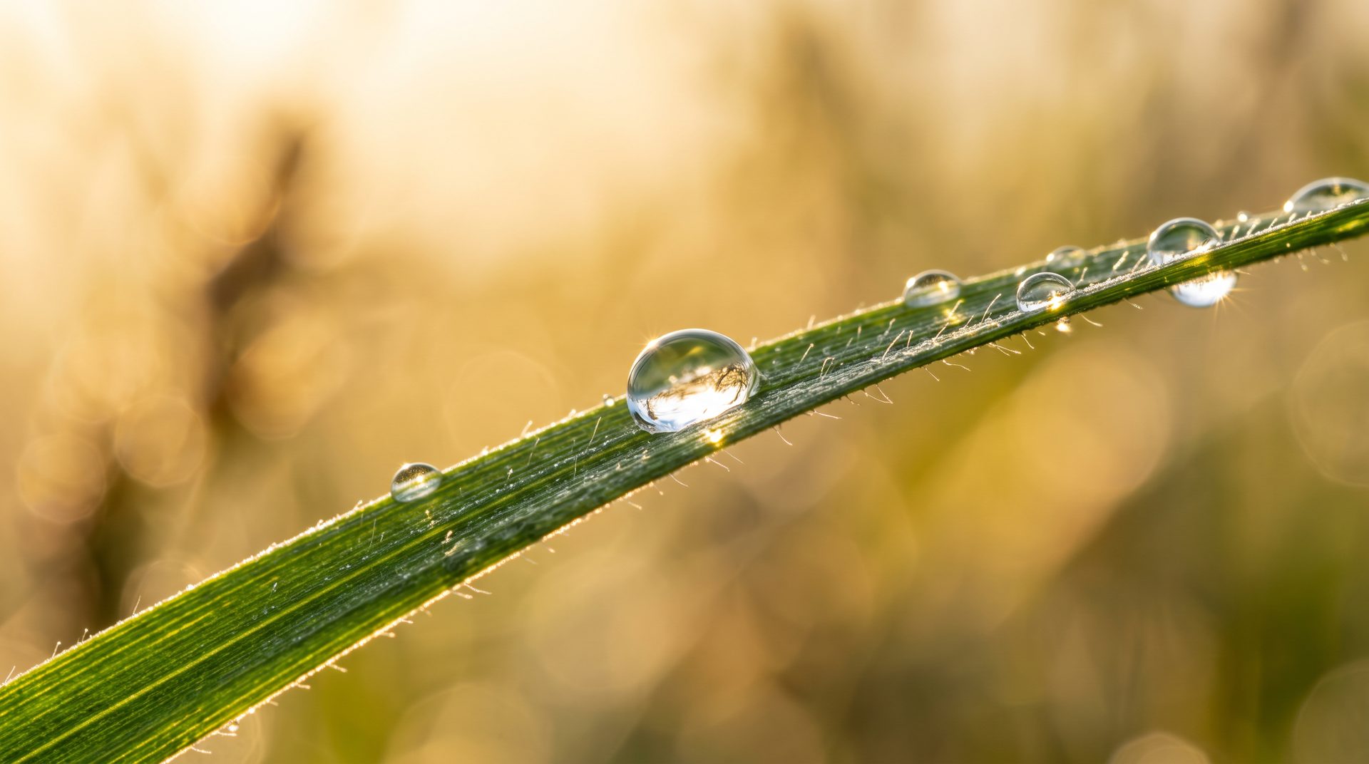 Morning dew on a freshly mowed lawn at first light in Post Falls, Idaho